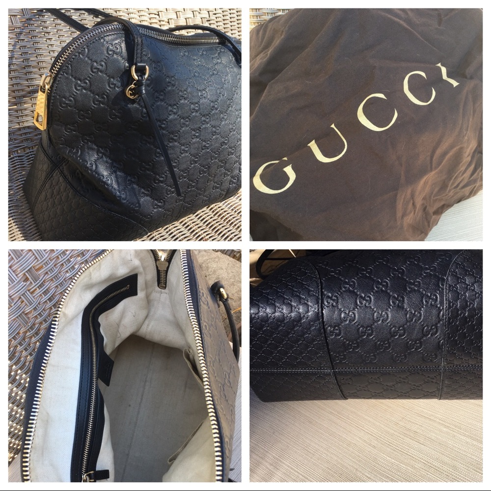 GUCCI monogramed black leather, zip closure, gold hardware, authentic π― - Picture 5 of 8